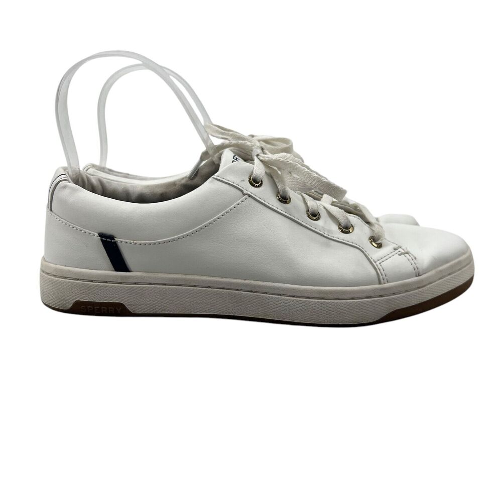 Sperry Womens 8.5 Shoes White Leather Top Sider Charter LTT Low Top Sneakers